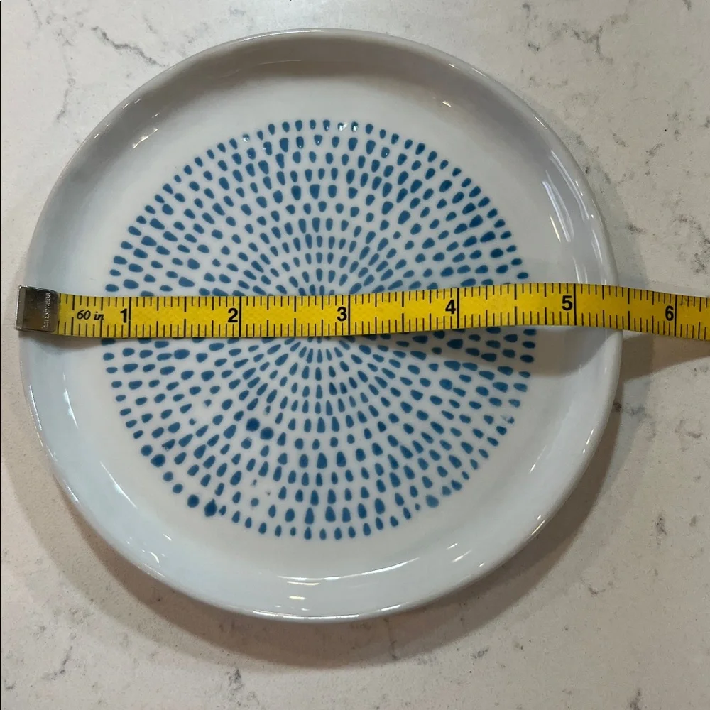 Crate and Barrel Blue Seed Design ceramic 5” mini plate.